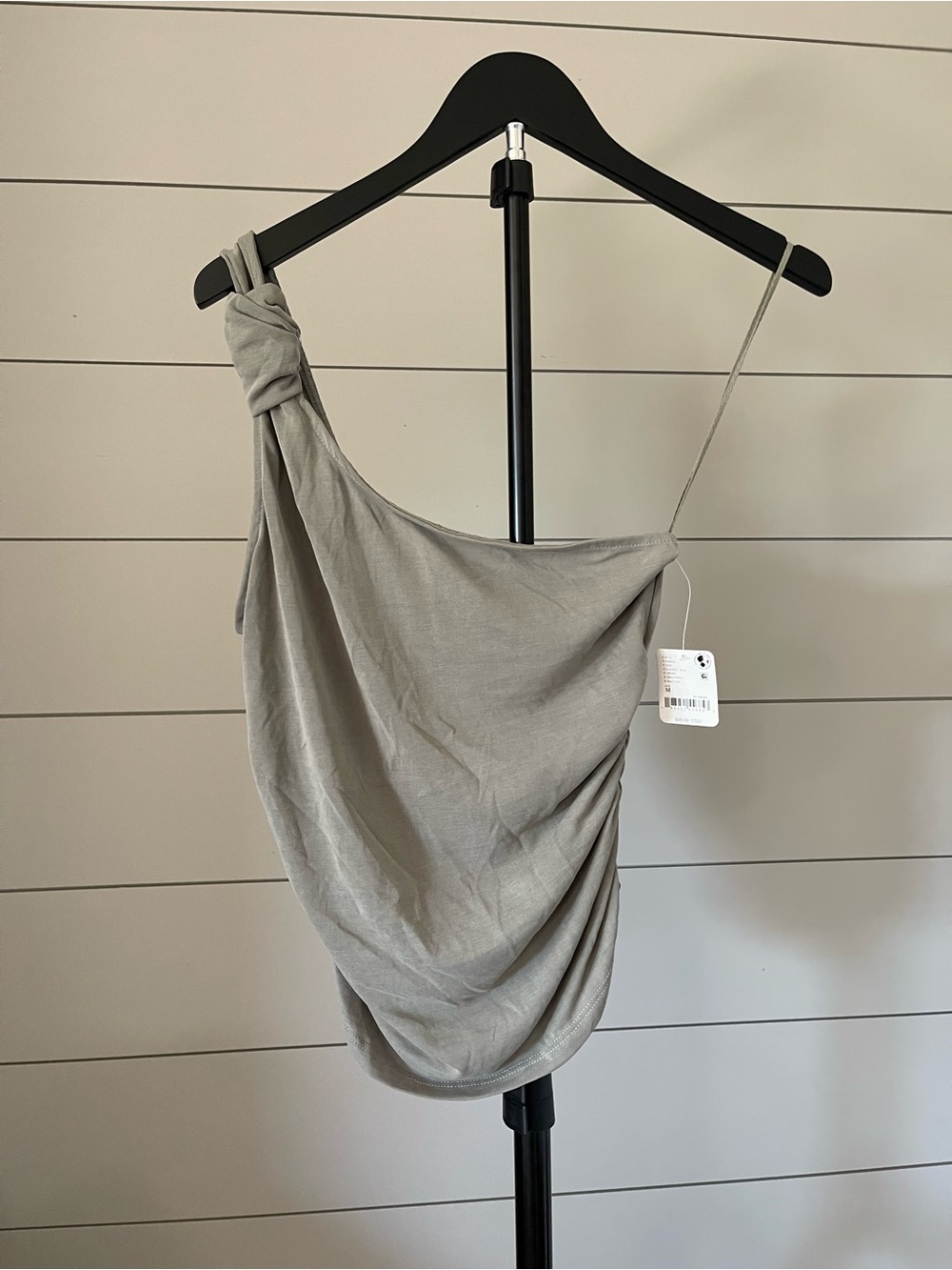 Free People One Shoulder Ruched Asymmetrical Top Laurel Oak Medium NWT